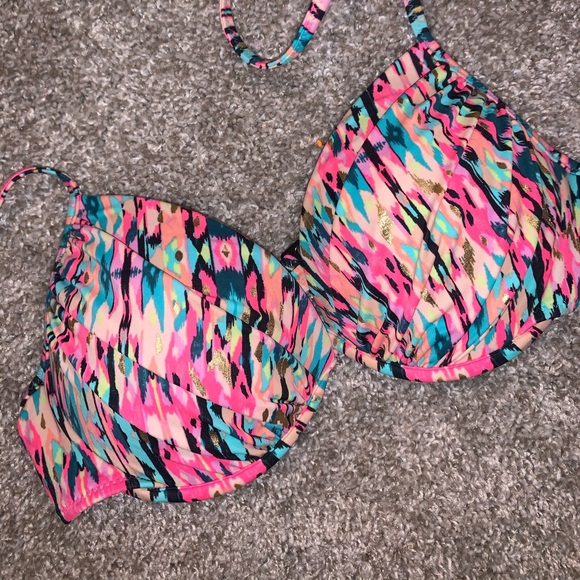 Shade & Shore Pink & Blue Bikini Top size S - Picture 4 of 7